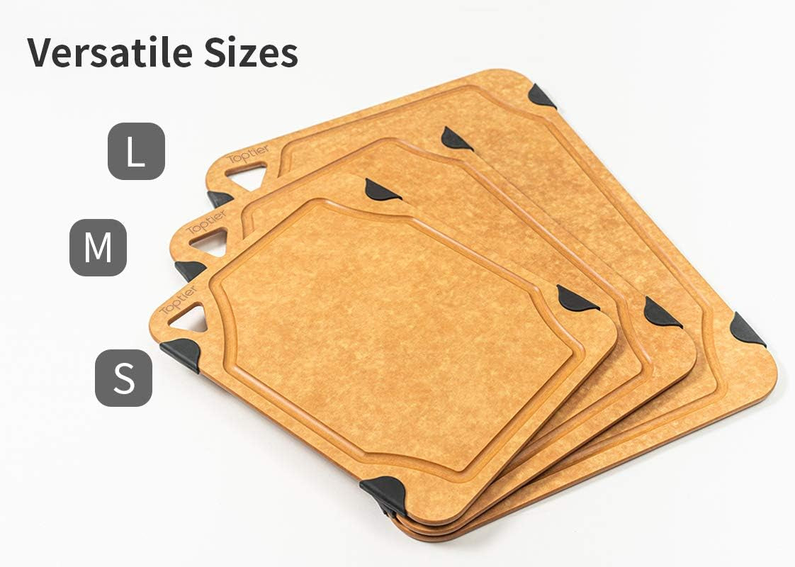 Cutting Board for Kitchen Dishwasher Safe, Wood Fiber Cutting Board, Eco-Friendly, Non-Slip, Juice Grooves, Non-Porous, BPA Free, Small Silicone Cutting Board, 11.5 X 9.25-Inch, Natural Slate