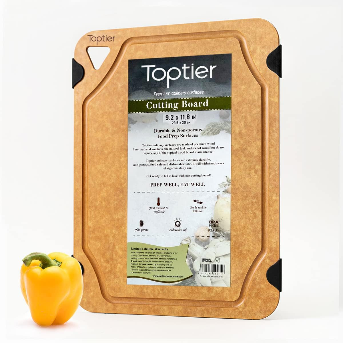 Cutting Board for Kitchen Dishwasher Safe, Wood Fiber Cutting Board, Eco-Friendly, Non-Slip, Juice Grooves, Non-Porous, BPA Free, Small Silicone Cutting Board, 11.5 X 9.25-Inch, Natural Slate