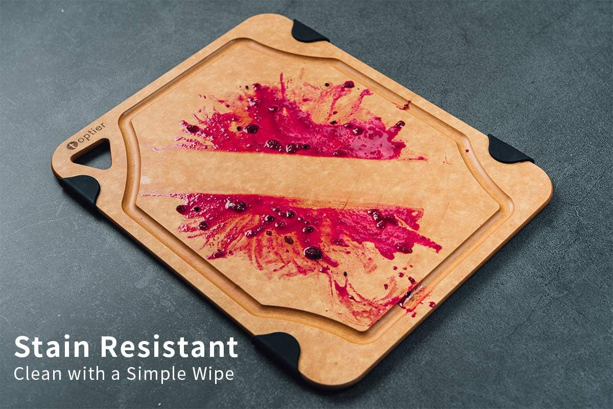 Cutting Board for Kitchen Dishwasher Safe, Wood Fiber Cutting Board, Eco-Friendly, Non-Slip, Juice Grooves, Non-Porous, BPA Free, Small Silicone Cutting Board, 11.5 X 9.25-Inch, Natural Slate