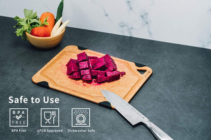 Cutting Board for Kitchen Dishwasher Safe,  Wood Fiber Cutting Board, Eco-Friendly, Non-Slip, Juice Grooves, Non-Porous, BPA Free, Small Silicone Cutting Board, 11.5 X 9.25-Inch, Natural Slate