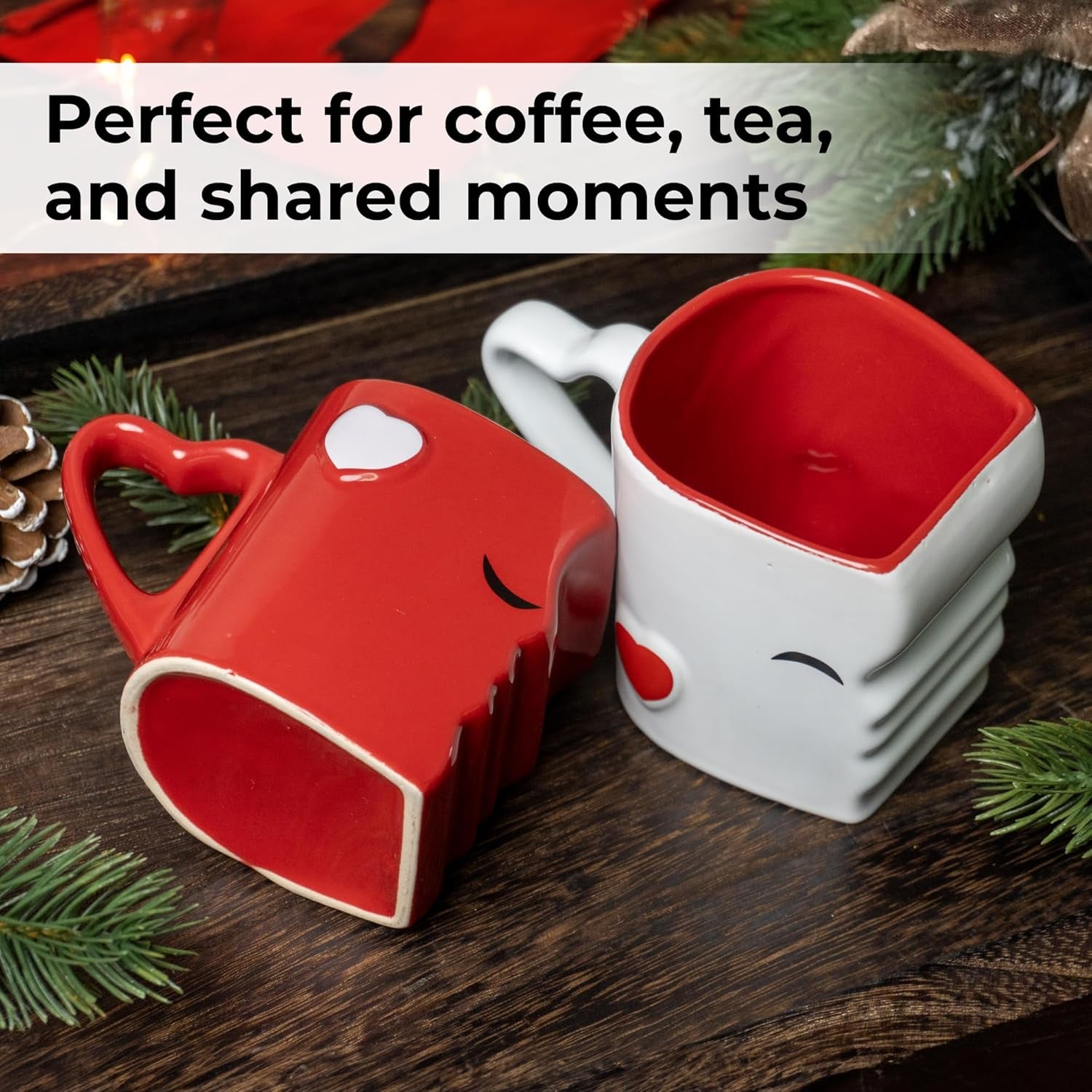 - Coffee Mugs/Kissing Mugs Bridal Pair Gift Set for Weddings/Birthday/Anniversary with Gift Box (Red)