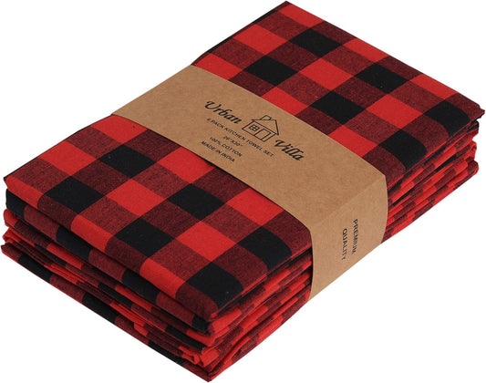 Kitchen Towels Set of 6 Buffalo Checks Aqua/White Kitchen Towels 20X30 Inches 100% Cotton Highly Absorbent Kitchen Towels Premium Quality Ultra Soft Mitered Corners Kitchen Towels