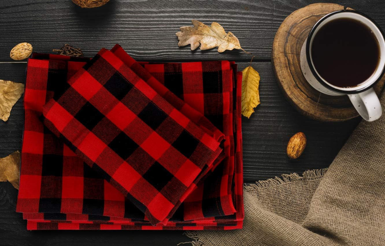 Kitchen Towels Set of 6 Buffalo Checks Aqua/White Kitchen Towels 20X30 Inches 100% Cotton Highly Absorbent Kitchen Towels Premium Quality Ultra Soft Mitered Corners Kitchen Towels